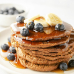 vegan buckwheat pancakes with blueberries and banana