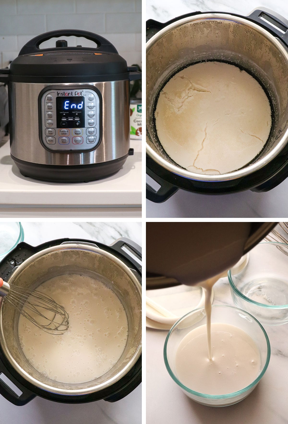 coconut milk yogurt whisked in the Instant Pot and poured into a glass storage jar.