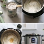 coconut milk opened and added to instant pot with agar agar flakes.