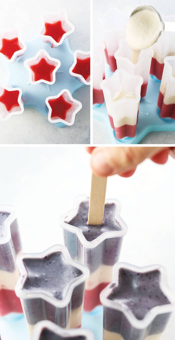 Red White and Blue Popsicles (Healthy Homemade Popsicles) Recipe - The  Cookie Rookie®