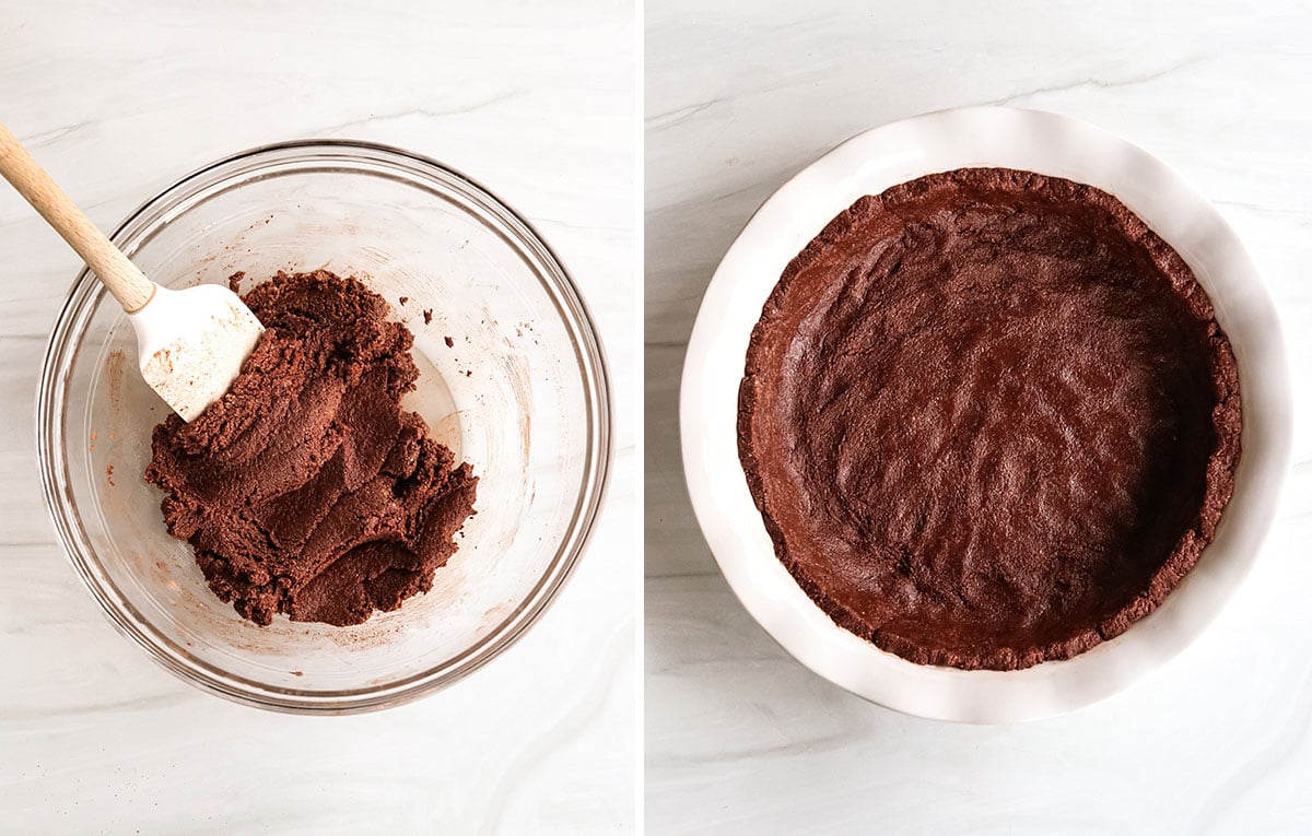 chocolate pie crust pressed into pan.