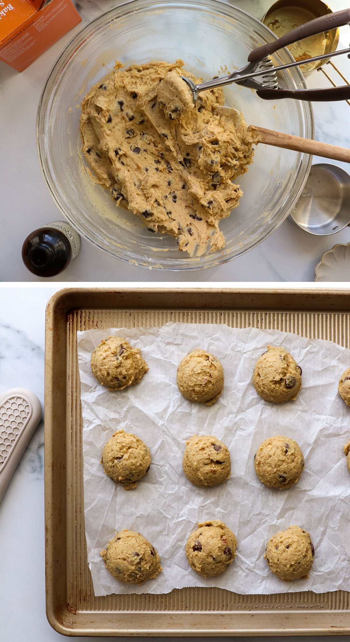 cookie dough made with date paste and baked on a pan.