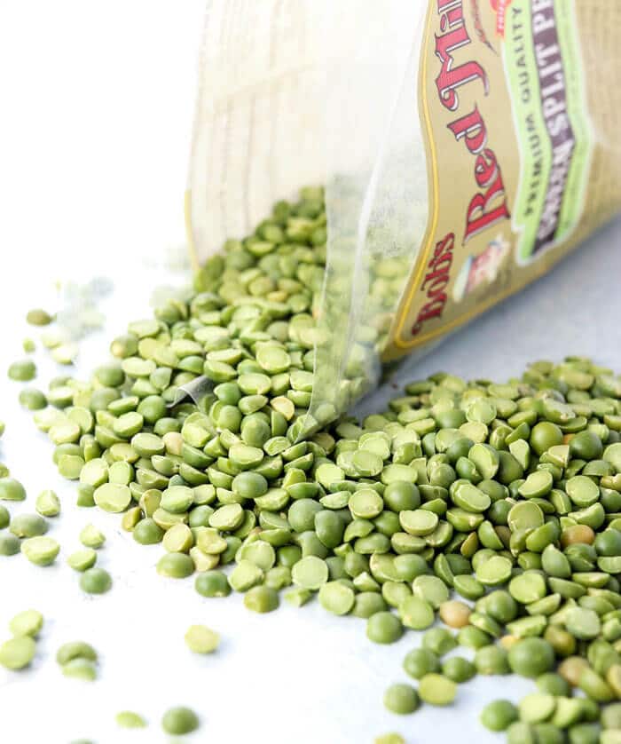 green split peas on a white background