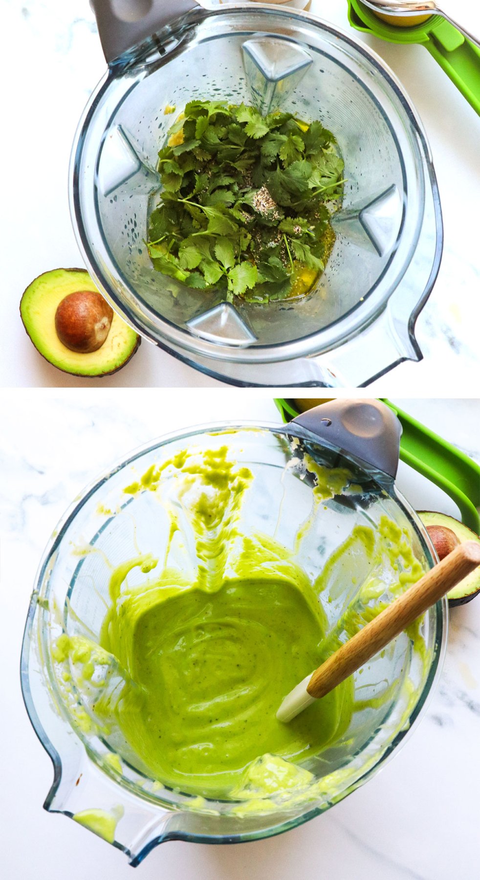 cilantro, avocado, and spices blended together for dressing.  - 4