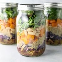 three mason jar salads