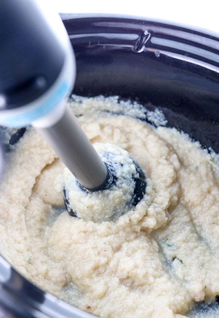 slow cooker mashed cauliflower with immersion blender