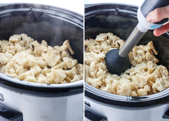mashed cauliflower in slow cooker