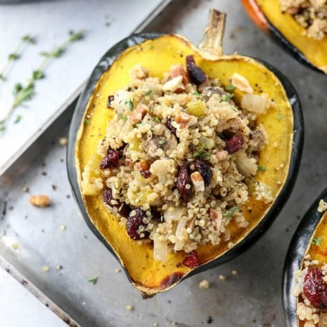 stuffed acorn squash makes a great vegetarian dinner