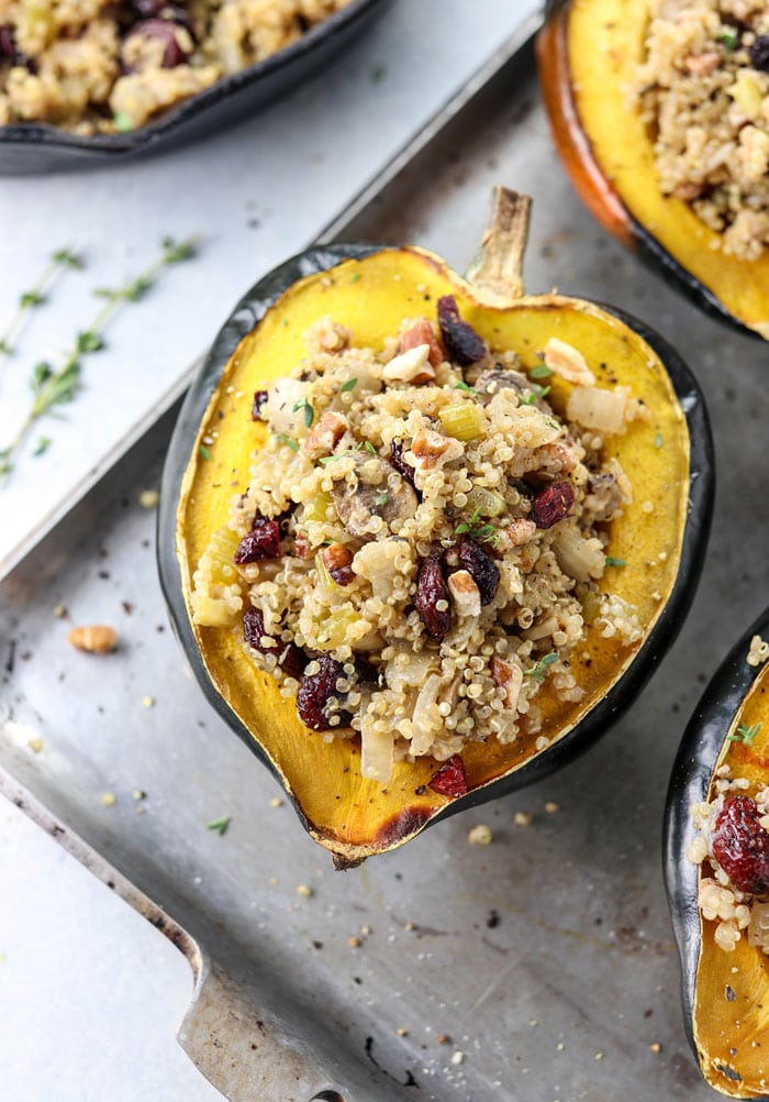 stuffed acorn squash makes a great vegetarian dinner