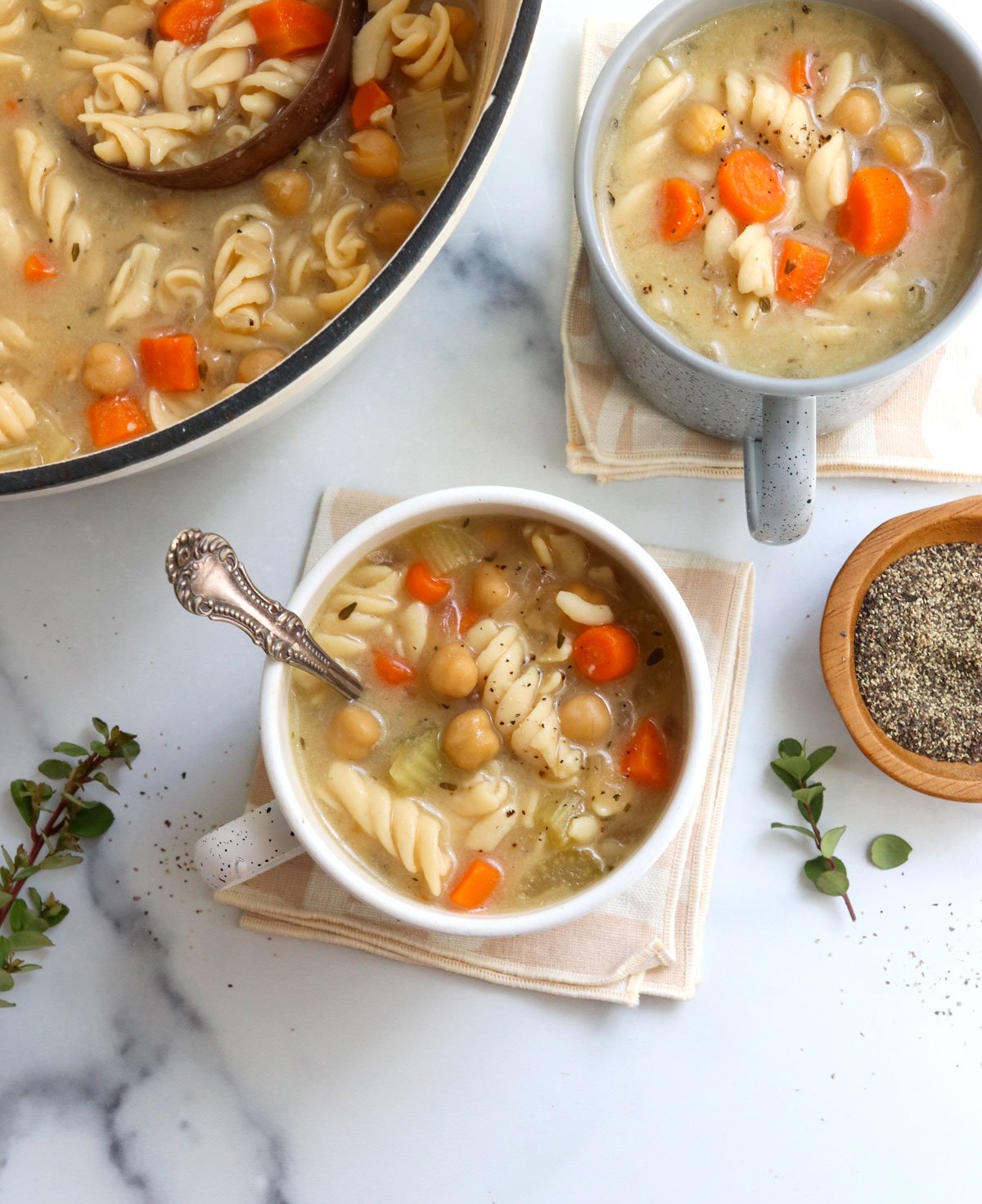 Vegan Chicken Noodle Soup {with Chickpeas!} + VIDEO - Mindful Avocado