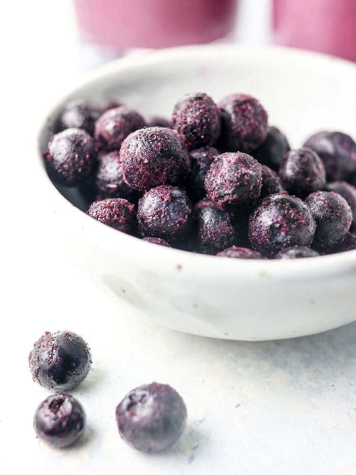 frozen blueberries in a bowl