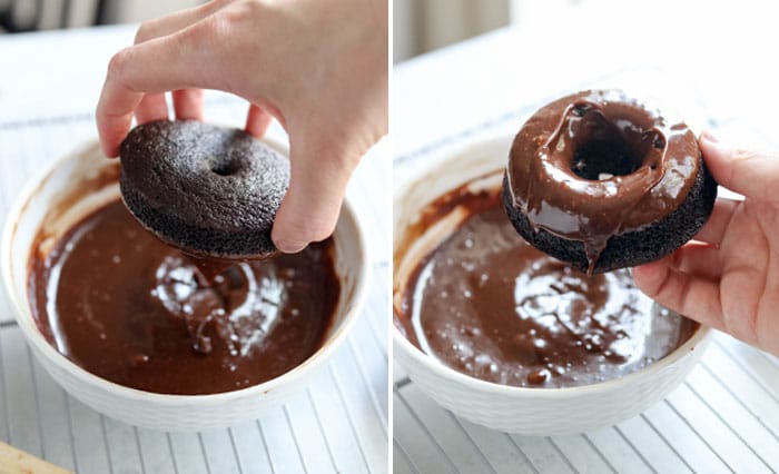 chocolate donuts dipped in glaze