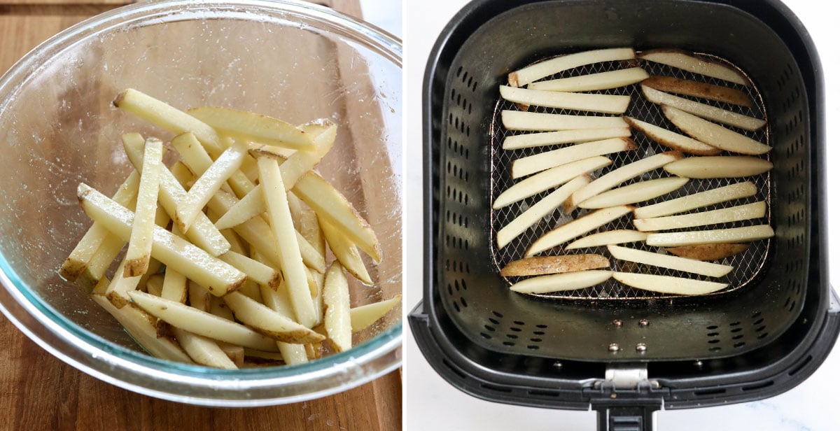 seasoned fries in air fryer basket