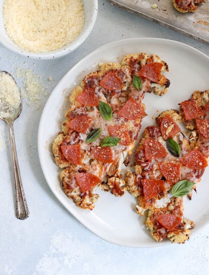 cauliflower steak pizzas