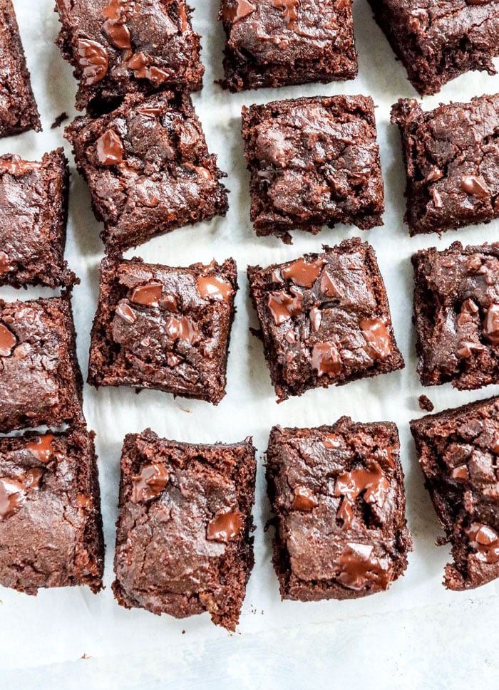 gluten free brownies cut into squares