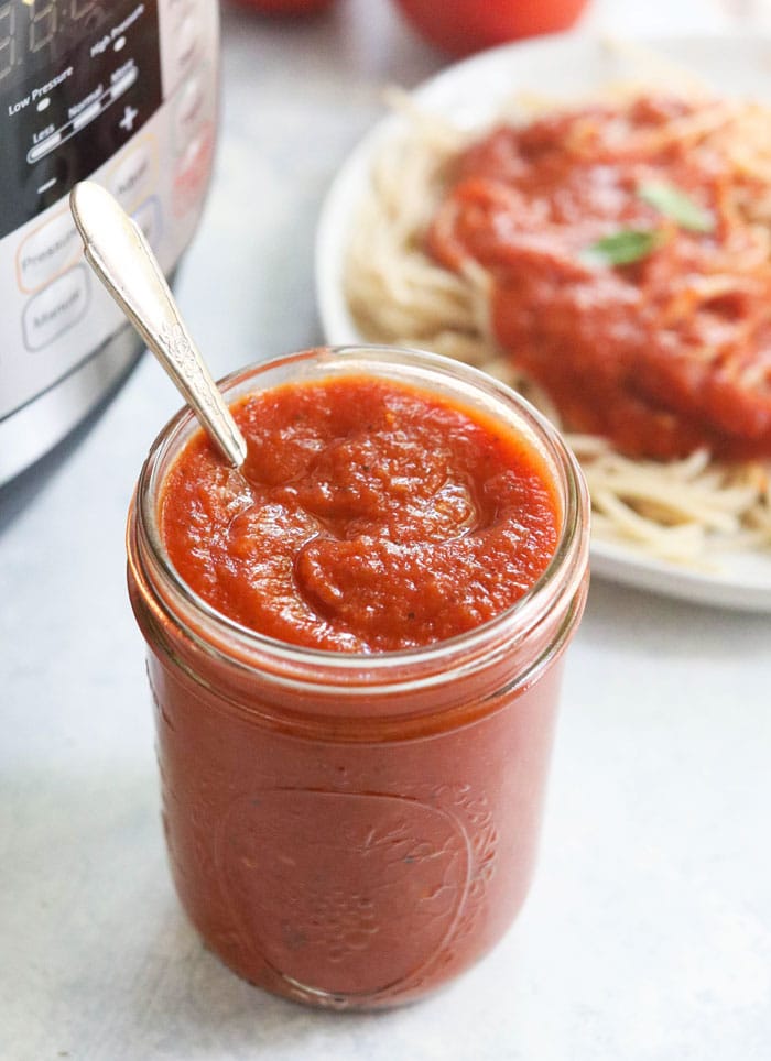 instant pot spaghetti sauce in a jar