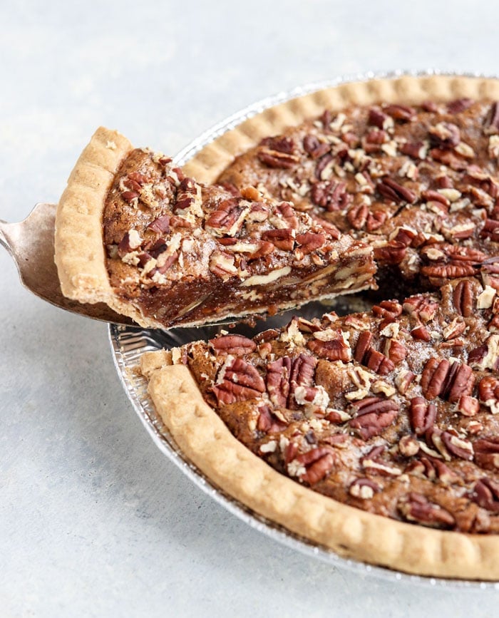 vegan pecan pie slice