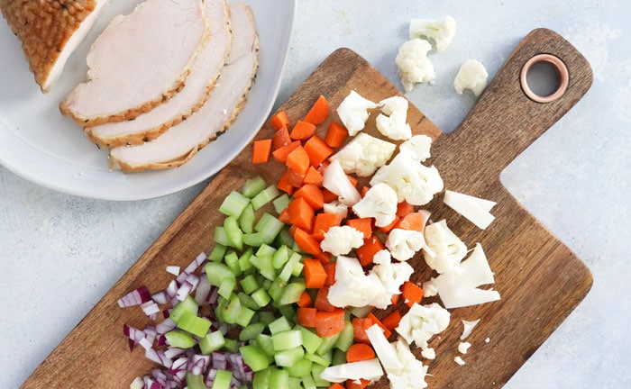 sliced turkey and vegetables