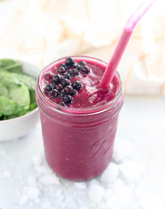 dragon fruit smoothie in a glass jar