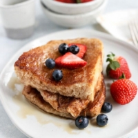 vegan french toast stack with berries