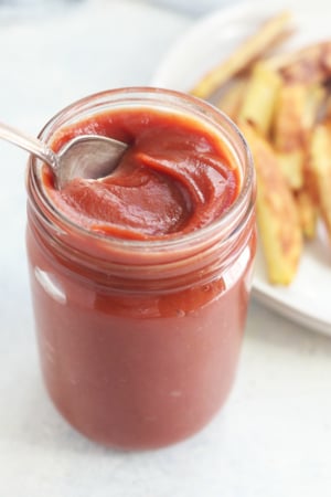 homemade ketchup in a jar