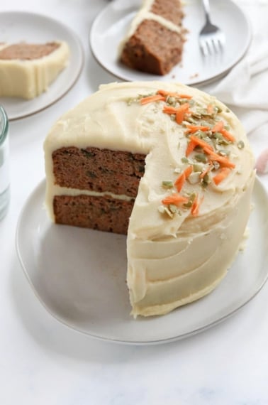 healthy carrot cake with sweet potato frosting