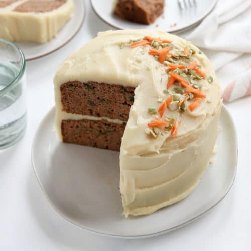 healthy carrot cake with sweet potato frosting