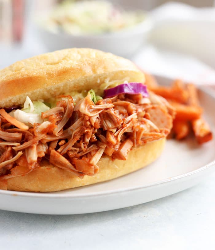 jackfruit bbq sandwich closeup