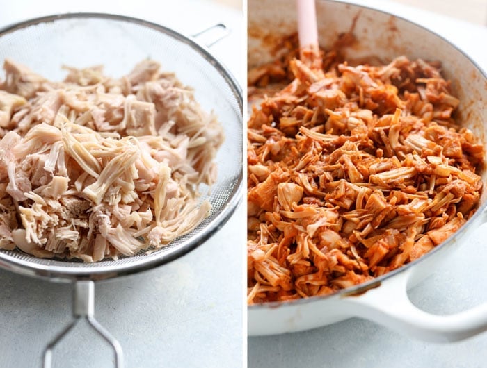 shredded jackfruit in BBQ sauce