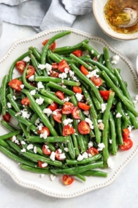 green bean salad on white plate
