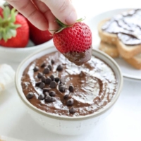 brownie batter hummus with strawberry