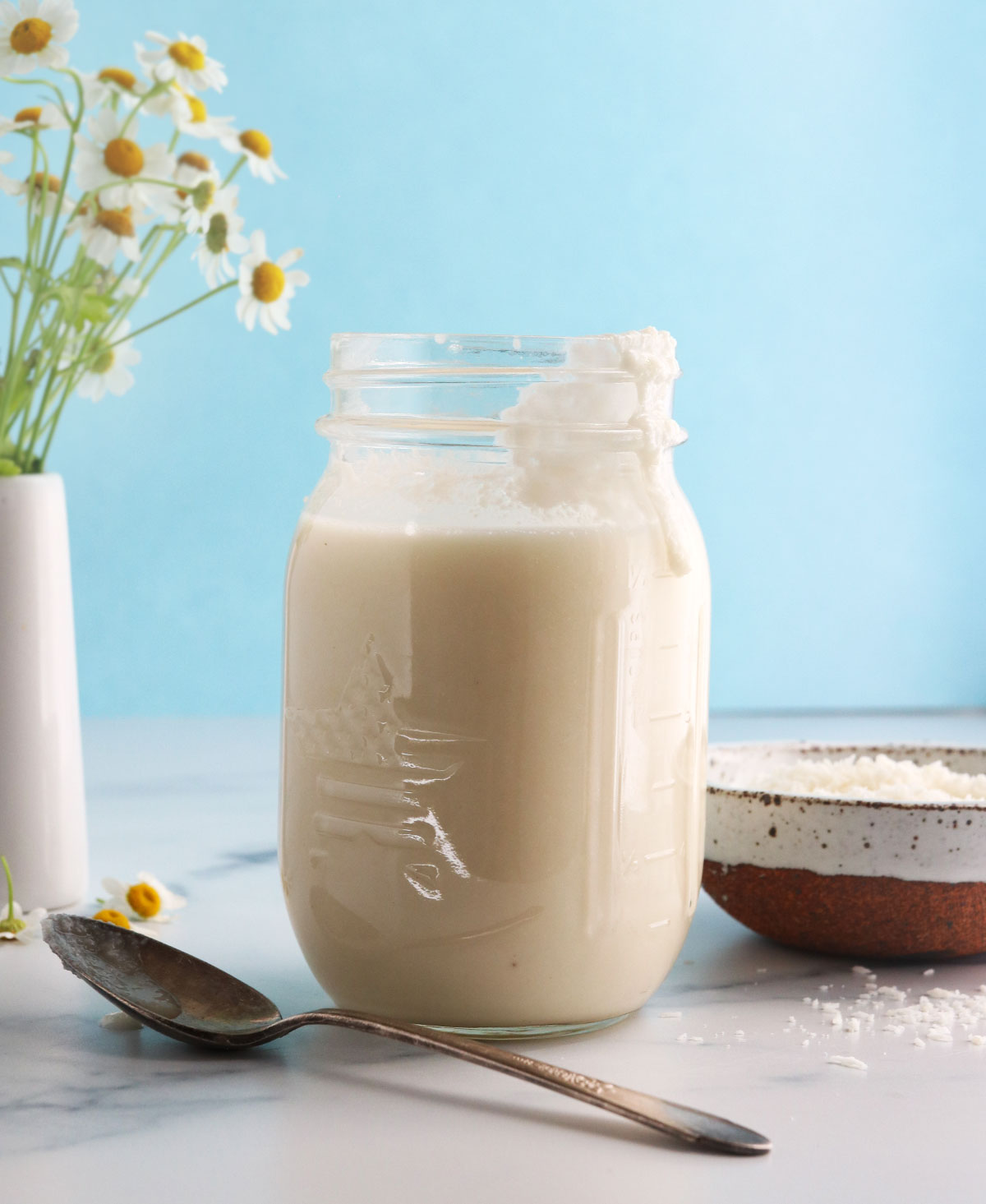 coconut butter in a glass storage jar