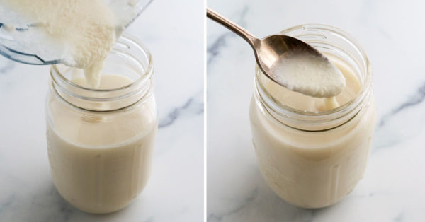 coconut butter added to glass storage jar