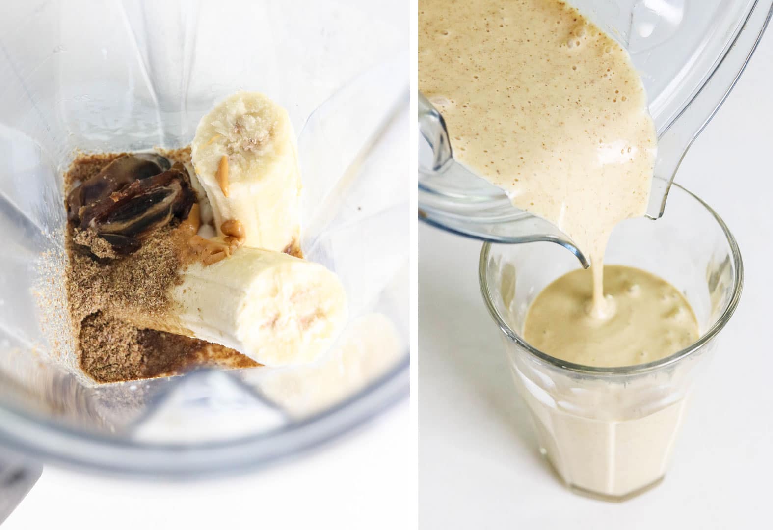 peanut butter banana smoothie ingredients in blender