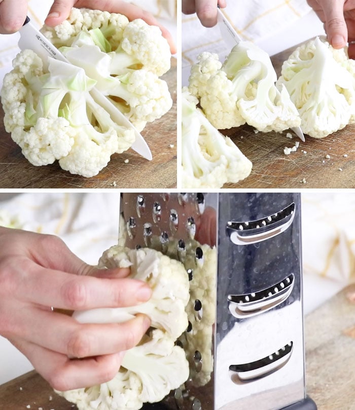 cauliflower rice using box grater