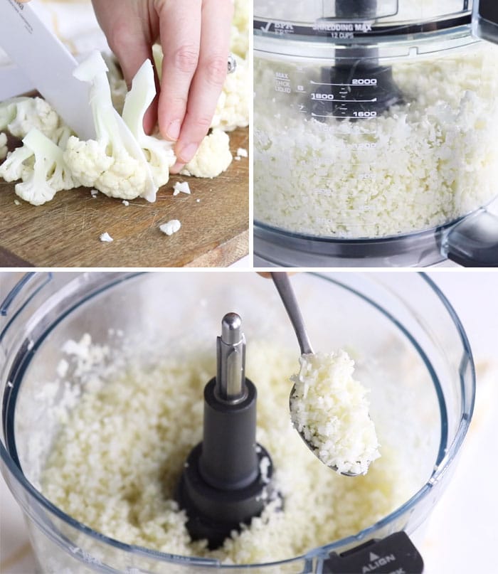 cauliflower rice in a food processor