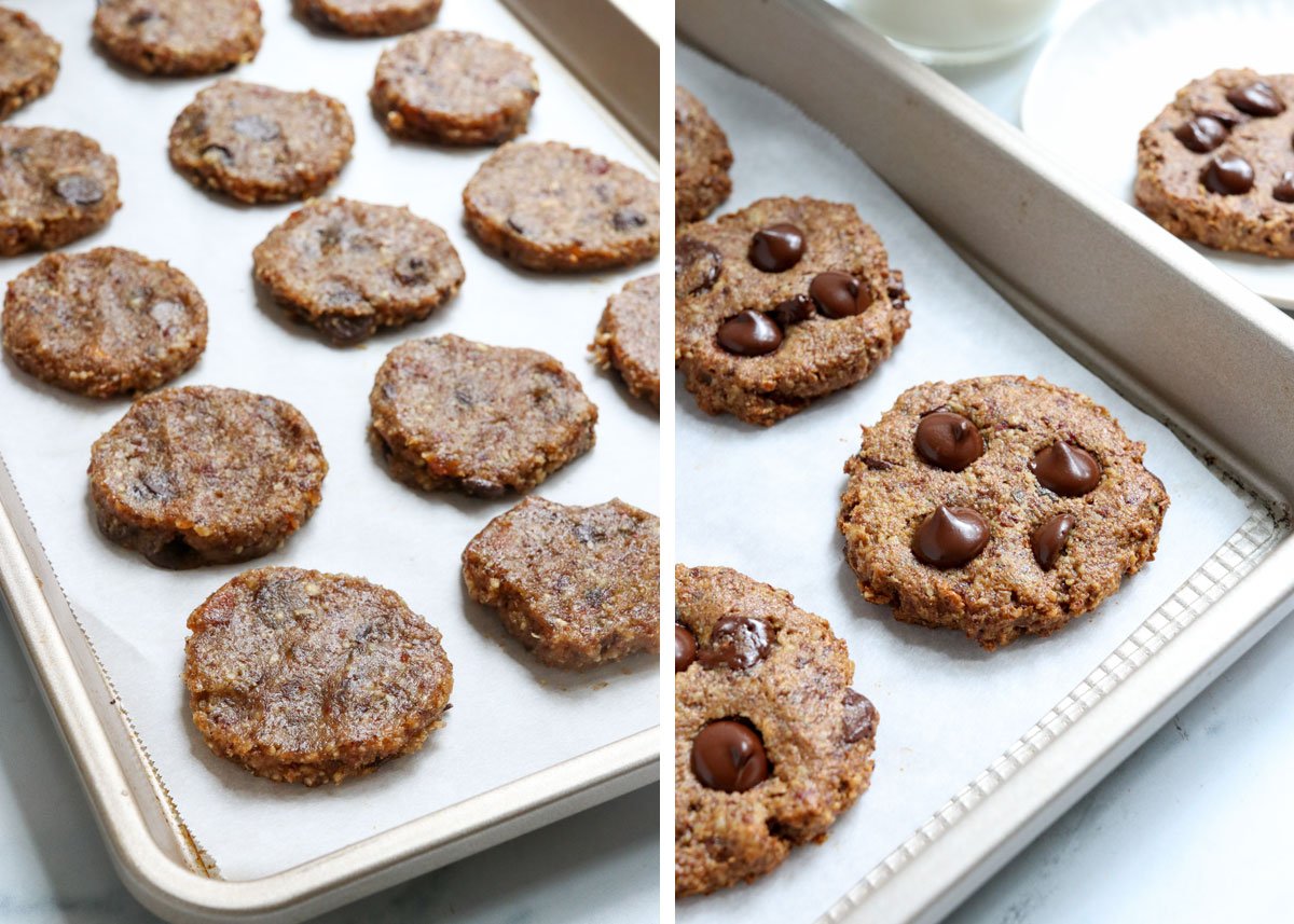 before and after baked cookies