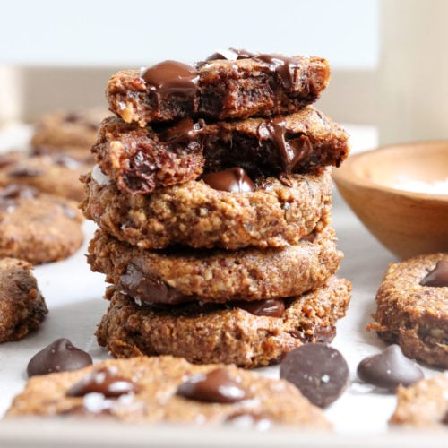 healthy cookies stacked on pan