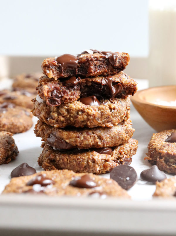 healthy cookies stacked on pan