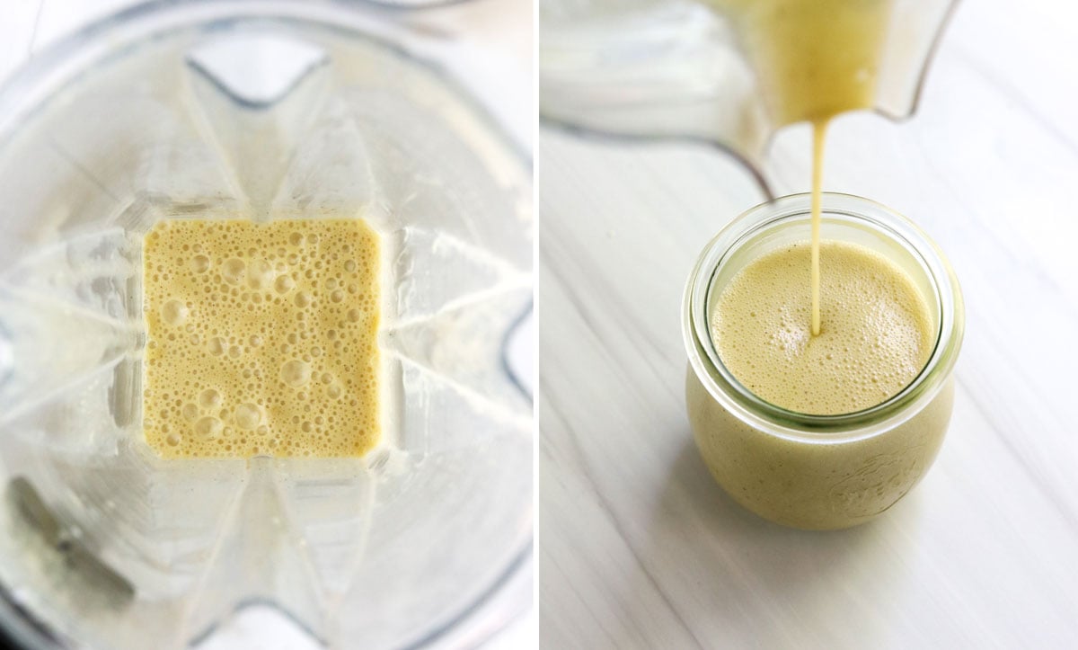 champagne dressing blended and poured in jar.