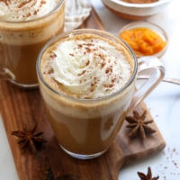 pumpkin spice latte in glass with whipped cream on top  More healthy Pumpkin Spice Latte pumpkin spice latte with whip 200x200