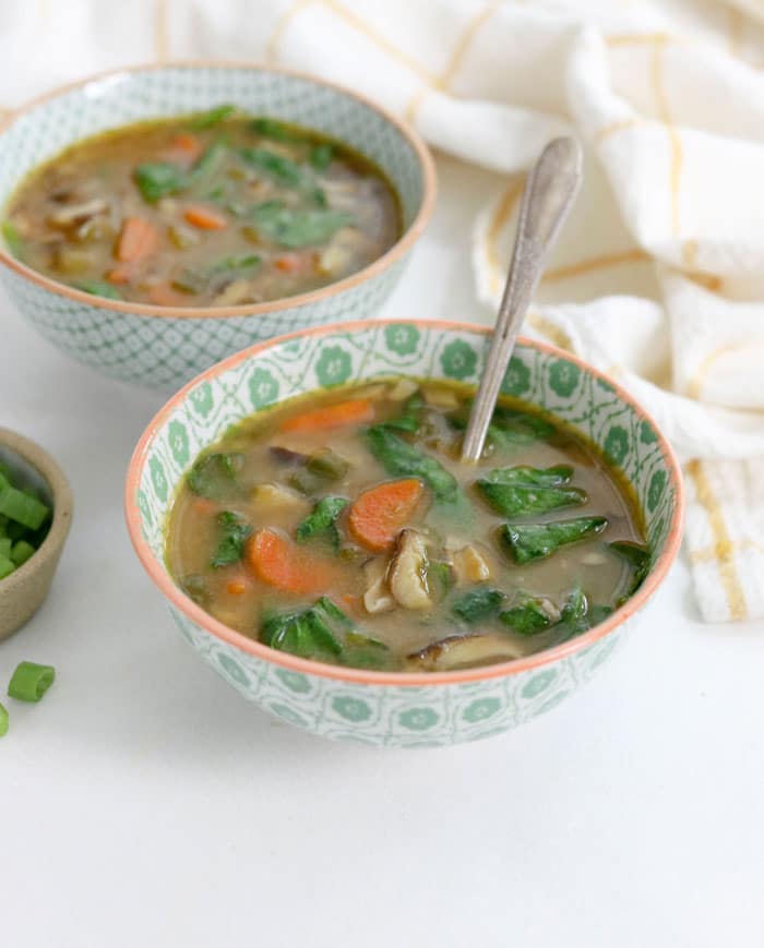 miso soup in a bowl with spoon