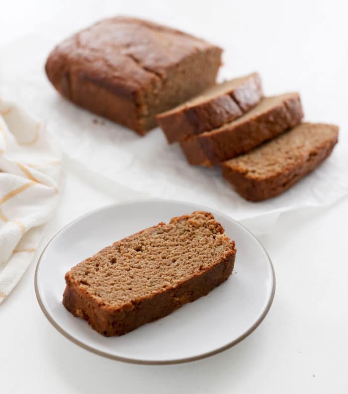 vegan banana bread on a plate