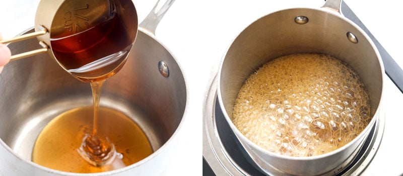 honey boiled in small pan