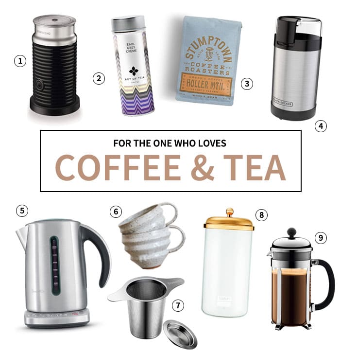 coffee and tea gifts on white background