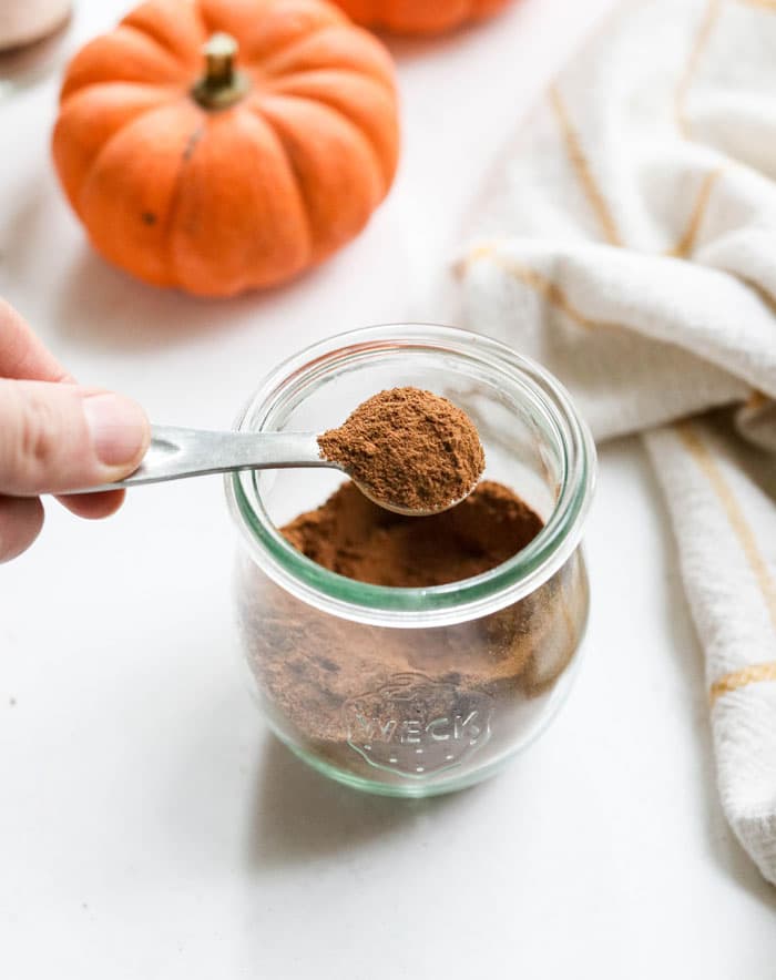 pumpkin pie spice in a glass jar