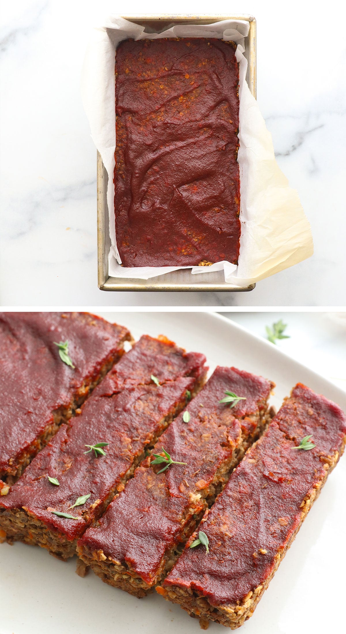 glaze spread on the baked loaf and cut into slices after baking.