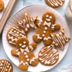 healthy gingerbread cookies on a white plate.