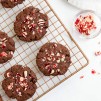 chocolate peppermint cookies on wire rack