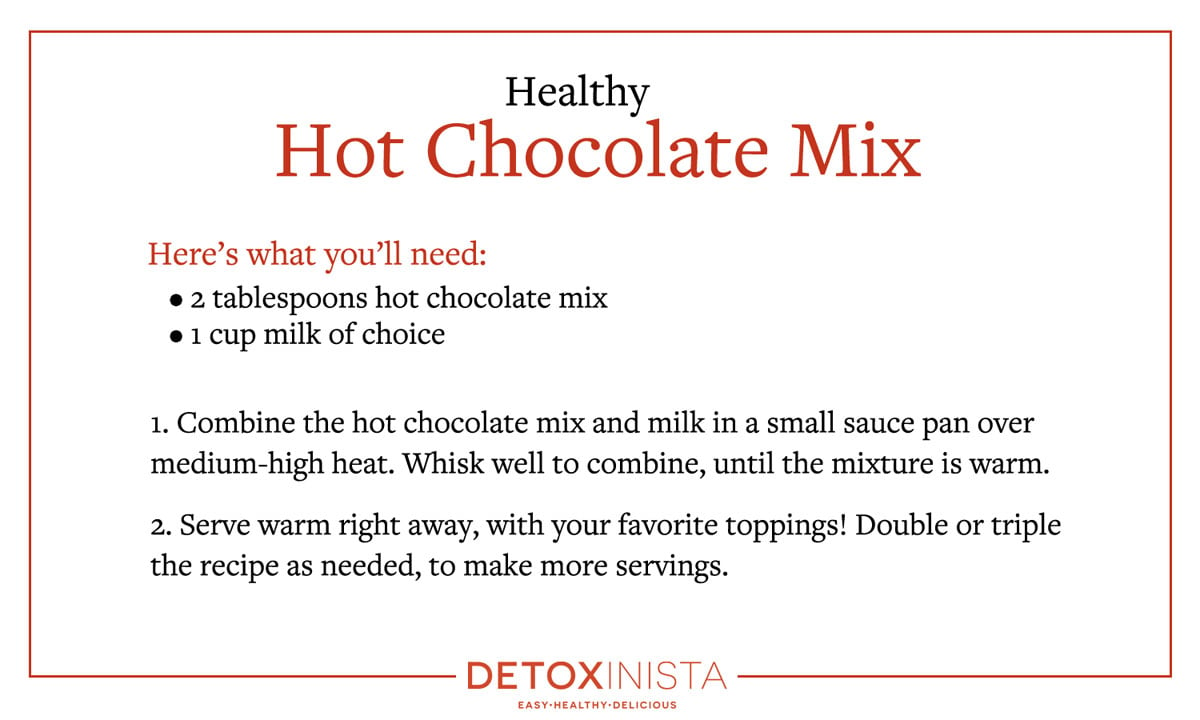 hot chocolate mix printable recipe card